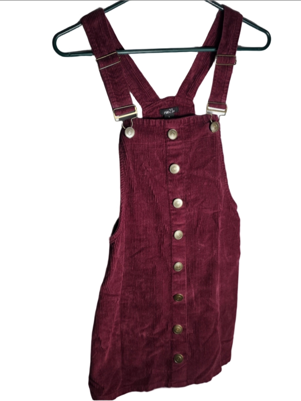 Women's rue21 Corduroy Overall Dress Burgundy 6 fall trendy chic cottagecore